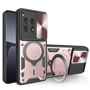 Husa pentru  OnePlus 12R cu protecție pentru cameră și suport magnetic integrat Ring Shockproof, rose gold