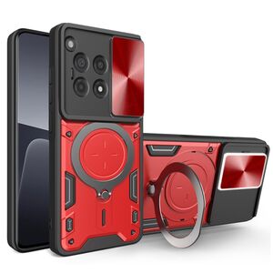 Husa pentru  OnePlus 12R cu protecție pentru cameră și suport magnetic integrat Ring Shockproof, rosu