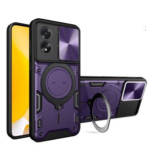 Husa pentru  Oppo A18, A38 cu protecție pentru cameră și suport magnetic integrat Ring Shockproof, mov