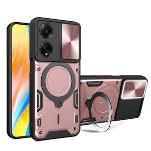 Husa pentru  Oppo A98 cu protecție pentru cameră și suport magnetic integrat Ring Shockproof, rose gold