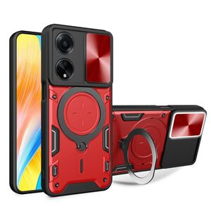 Husa pentru  Oppo A98 cu protecție pentru cameră și suport magnetic integrat Ring Shockproof, rosu