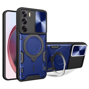 Husa pentru  Oppo Reno 12 cu protecție pentru cameră și suport magnetic integrat Ring Shockproof, albastru