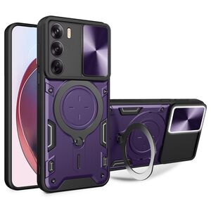 Husa pentru  Oppo Reno 12 cu protecție pentru cameră și suport magnetic integrat Ring Shockproof, mov