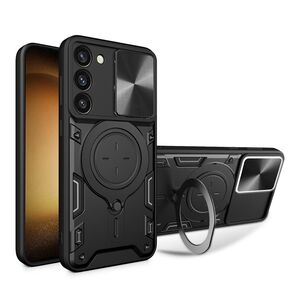 Husa pentru  Samsung Galaxy S23 cu protecție pentru cameră și suport magnetic integrat Ring Shockproof, negru