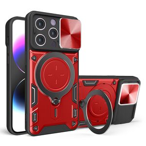 Husa pentru  iPhone 14 Pro  cu protecție pentru cameră și suport magnetic integrat Ring Shockproof, rosu