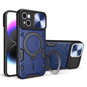 Husa pentru  iPhone 15 cu protecție pentru cameră și suport magnetic integrat Ring Shockproof, albastru