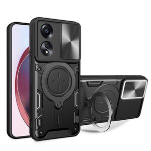 Husa pentru Husa Oppo A58 4G cu protecție pentru cameră și suport magnetic integrat Ring Shockproof, negru
