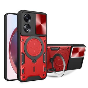 Husa pentru Husa Oppo A58 4G cu protecție pentru cameră și suport magnetic integrat Ring Shockproof, rosu