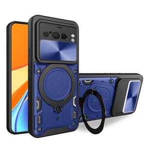 Husa pentru  Google Pixel 8 Pro cu protecție pentru cameră și suport magnetic integrat Ring Shockproof, albastru