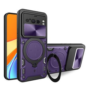 Husa pentru  Google Pixel 8 Pro cu protecție pentru cameră și suport magnetic integrat Ring Shockproof, mov