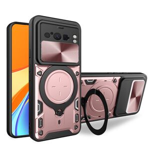 Husa pentru  Google Pixel 8 Pro cu protecție pentru cameră și suport magnetic integrat Ring Shockproof, rose gold