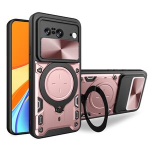 Husa pentru  Google Pixel 8 cu protecție pentru cameră și suport magnetic integrat Ring Shockproof, rose gold