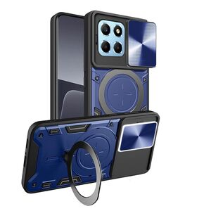 Husa pentru  Honor 70 Lite cu protecție pentru cameră și suport magnetic integrat Ring Shockproof, albastru