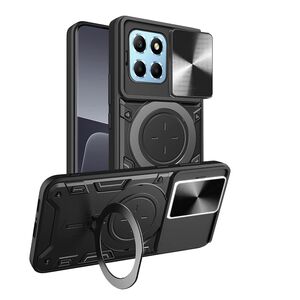 Husa pentru  Honor 70 Lite cu protecție pentru cameră și suport magnetic integrat Ring Shockproof, negru