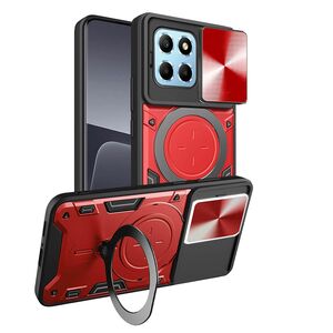 Husa pentru  Honor 70 Lite cu protecție pentru cameră și suport magnetic integrat Ring Shockproof, rosu