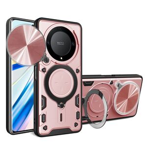 Husa pentru  Honor Magic 5 Lite cu protecție pentru cameră și suport magnetic integrat Ring Shockproof, rose gold