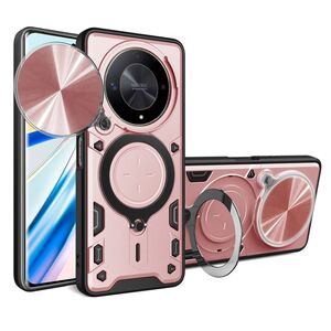 Husa pentru  Honor Magic 6 Lite cu protecție pentru cameră și suport magnetic integrat Ring Shockproof, rose gold