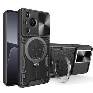 Husa pentru  Huawei Pura 70 Pro cu protecție pentru cameră și suport magnetic integrat Ring Shockproof, negru