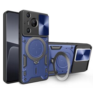 Husa pentru  Huawei Pura 70 cu protecție pentru cameră și suport magnetic integrat Ring Shockproof, albastru