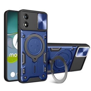 Husa pentru  Motorola Moto E13 cu protecție pentru cameră și suport magnetic integrat Ring Shockproof, albastru