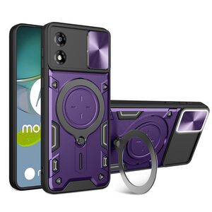 Husa pentru  Motorola Moto E13 cu protecție pentru cameră și suport magnetic integrat Ring Shockproof, mov