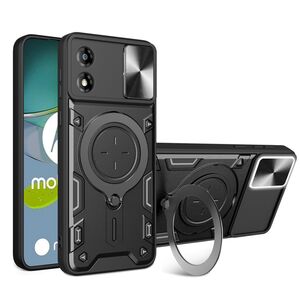 Husa pentru  Motorola Moto E13 cu protecție pentru cameră și suport magnetic integrat Ring Shockproof, negru