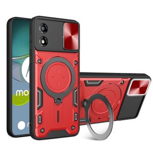 Husa pentru  Motorola Moto E13 cu protecție pentru cameră și suport magnetic integrat Ring Shockproof, rosu