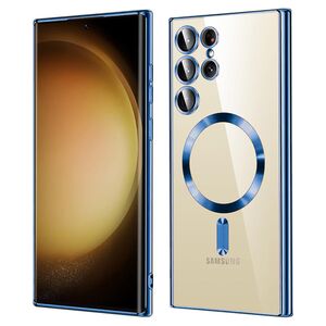 Husa pentru  Samsung Galaxy S23 Ultra 5G cu MagSafe Sparkle Glare Detachable Layer, cu protectie lentile - albastru