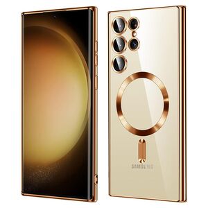 Husa pentru  Samsung Galaxy S23 Ultra 5G cu MagSafe Sparkle Glare Detachable Layer, cu protectie lentile - gold