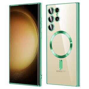 Husa pentru  Samsung Galaxy S23 Ultra 5G cu MagSafe Sparkle Glare Detachable Layer, cu protectie lentile - verde deschis