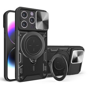 Husa pentru  iPhone 13 Pro Max cu protecție pentru cameră și suport magnetic integrat Ring Shockproof, negru