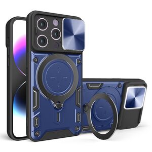 Husa pentru  iPhone 13 Pro cu protecție pentru cameră și suport magnetic integrat Ring Shockproof, albastru