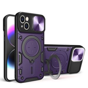 Husa pentru  iPhone 14 cu protecție pentru cameră și suport magnetic integrat Ring Shockproof, mov