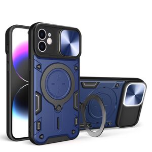 Husa pentru iPhone 12 cu protecție pentru cameră și suport magnetic integrat Ring Shockproof, albastru