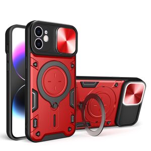 Husa pentru iPhone 12 cu protecție pentru cameră și suport magnetic integrat Ring Shockproof, rosu