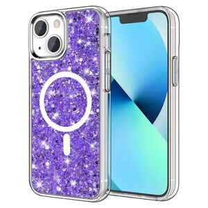 Husa pentru  iPhone 13 MagSafe cu sclipici Liquid Crystal Glitter, mov