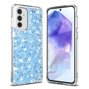 Husa pentru  Samsung Galaxy A55 cu sclipici Liquid Crystal Glitter, albastru