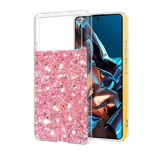 Husa pentru Poco X6 Pro cu sclipici Liquid Crystal Glitter, roz
