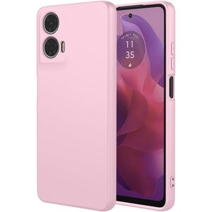 Husa pentru  Motorola Moto E14 Liquid Silicone, subțire, captusita cu microfibra, anti amprentă, protectie cameră foto, roz