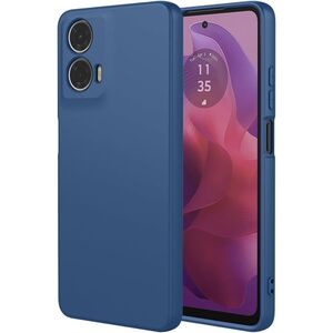 Husa pentru  Motorola Moto E14 Liquid Silicone, subțire, captusita cu microfibra, anti amprentă, protectie cameră foto, albastru
