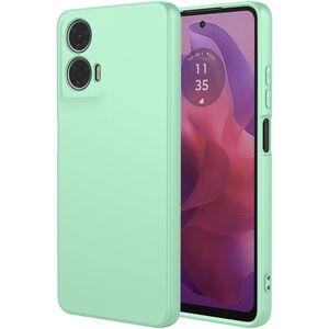 Husa pentru  Motorola Moto E14 Liquid Silicone, subțire, captusita cu microfibra, anti amprentă, protectie cameră foto, verde