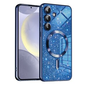 Husa pentru  Samsung Galaxy S24+ Plus cu MagSafe Sparkle Glare Detachable Layer, cu protectie lentile - albastru