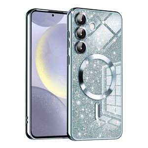 Husa pentru  Samsung Galaxy S24 cu MagSafe Sparkle Glare Detachable Layer, cu protectie lentile - blue