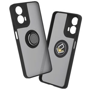 Husa Motorola Moto E14 Techsuit Glinth cu inel suport stand magnetic, negru