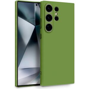 Husa pentru  Samsung Galaxy S24 Ultra Liquid Silicone, subțire, captusita cu microfibra, anti amprentă, protectie cameră foto, verde