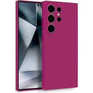 Husa pentru  Samsung Galaxy S24 Ultra Liquid Silicone, subțire, captusita cu microfibra, anti amprentă, protectie cameră foto, burgundy