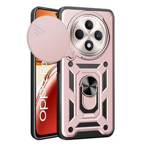 Husa pentru  Oppo Reno 12F, 12FS Ring Armor Kickstand Tough Rugged Cover cu protectie camera, rose gold