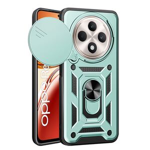 Husa pentru  Oppo Reno 12F, 12FS Ring Armor Kickstand Tough Rugged Cover cu protectie camera, verde