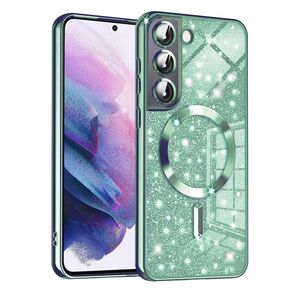 Husa pentru  Samsung Galaxy S21 FE cu MagSafe Sparkle Glare Detachable Layer, cu protectie lentile - verde deschis
