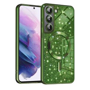 Husa pentru  Samsung Galaxy S21 FE cu MagSafe Sparkle Glare Detachable Layer, cu protectie lentile - verde